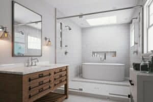 A new bathroom remodel in an Iowa home done by Clear Choice Exteriors.